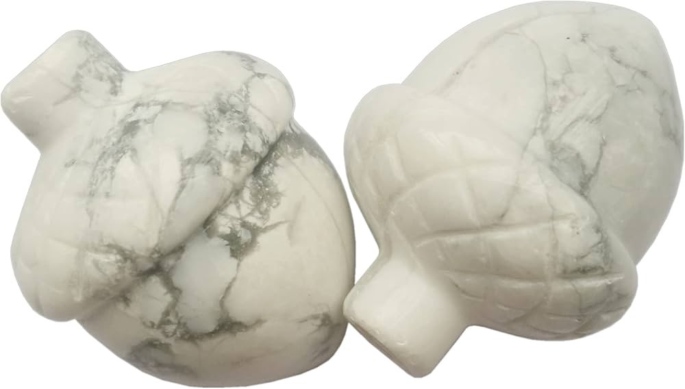 2 Pcs White Howlite Turquoise Pocket Hazelnut Figurine Decor Gemstone,1 Inchs Reiki Balancing Cry... | Amazon (US)