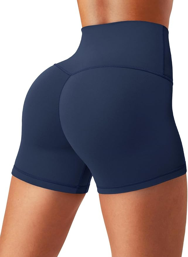 Aoysky Womens Buttery Soft Biker Shorts 4" High Waisted Ruched Workout Gym Yoga Running Athletic ... | Amazon (US)