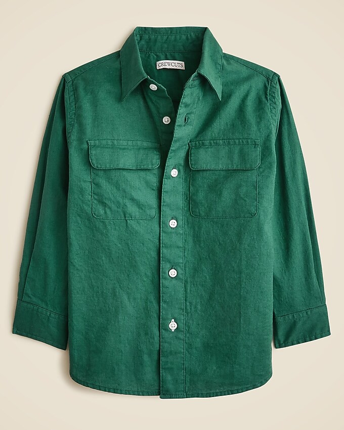Kids' long-sleeve camp-pocket shirt in linen-cotton blend | J. Crew US