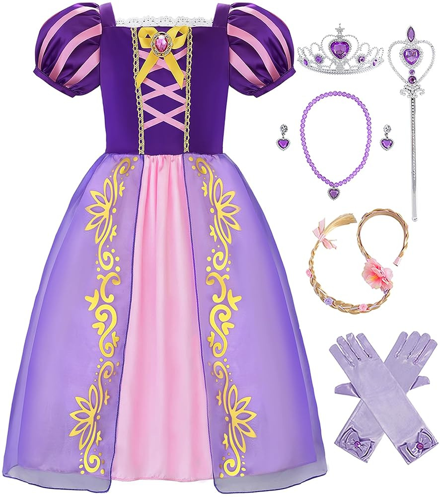 Girls Princess Costume Purple Princess Dresses for Little Girls Fancy Dress Up Clothes for Hallow... | Amazon (US)
