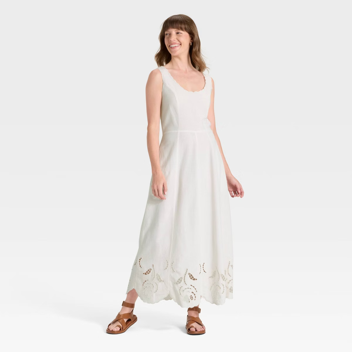 Women's Midi Pull-On A-Line Dress - Universal Thread™ Cream | Target