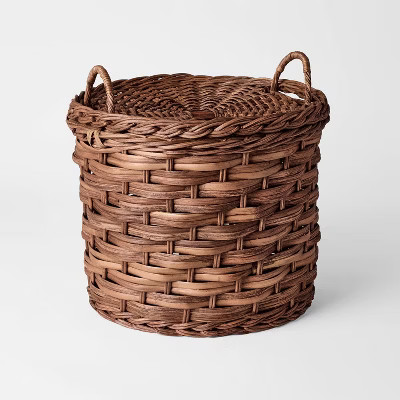 Round Chunky Straight Rattan Basket Dark Brown - Threshold™ designed with Studio McGee | Target