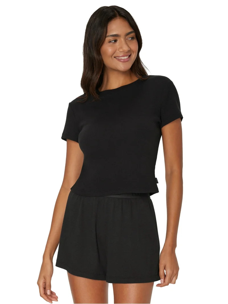 Hanes Originals Women's SuperSoft Comfywear Sleep Rib Crop Tee, Sizes S to 2X | Walmart (US)