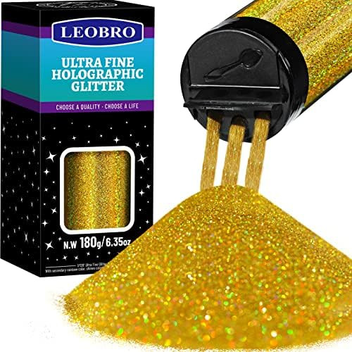 LEOBRO Gold Glitter, 180g/6.35oz Holographic Gold Fine Glitter for Resin, Crafts, Tumblers, Nail ... | Amazon (US)