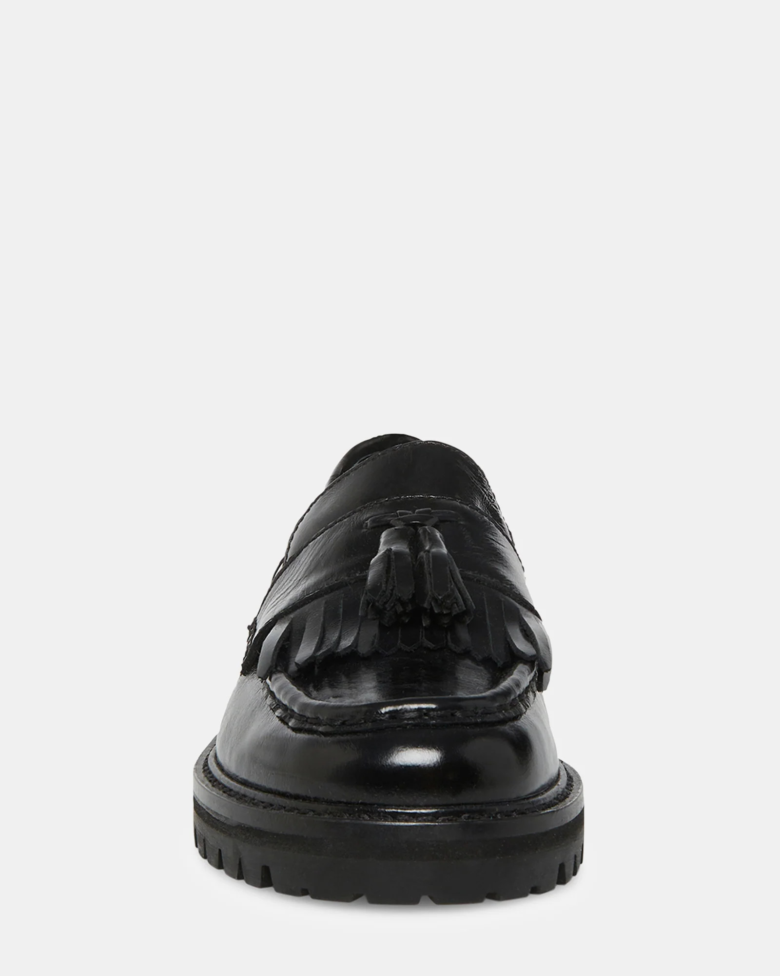 MINKA Black Leather Women's Platform Lug Sole Loafer | Steve Madden (US)