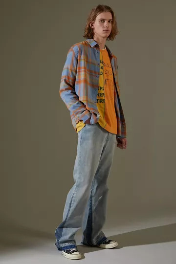 BDG Stacked Bootcut Jean – Patched Light Wash | Urban Outfitters (US and RoW)