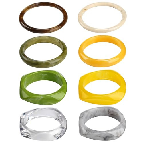 Liliaafar 8 Pcs Colorful Acrylic Resin Chunky Bangle Bracelets for Women Punk Geometric Wristband Jewelry Gift Set(Square,Yellow Green) | Amazon (US)