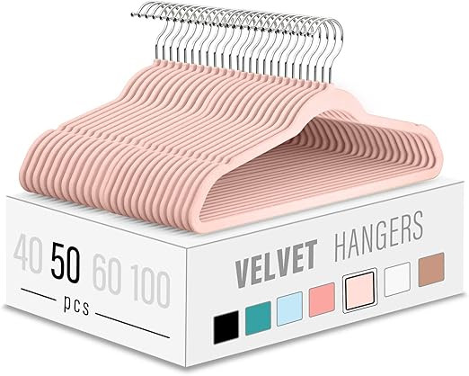 Velvet Clothes Hangers (50 Pack) Heavy Duty Durable Suit Hanger Vibrant Color Hangers Lightweight... | Amazon (US)
