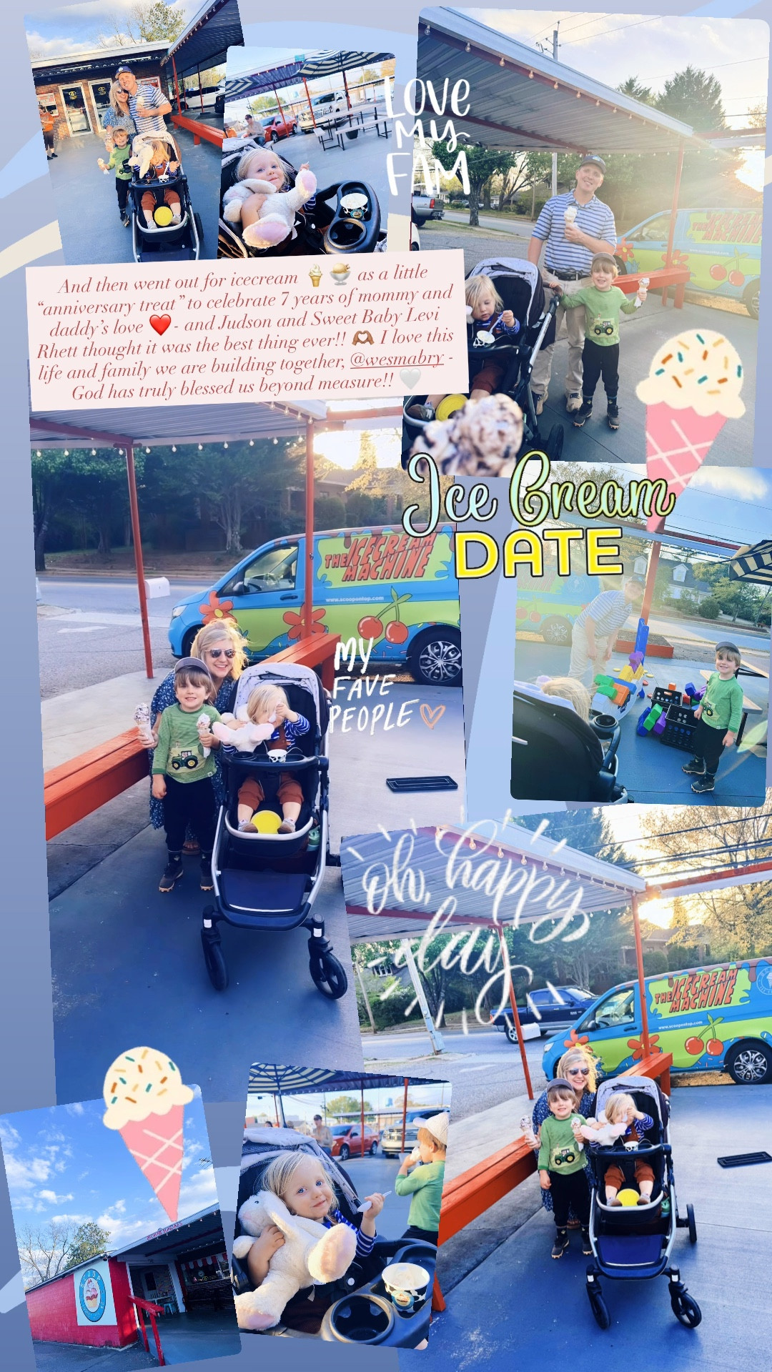 And then went out for icecream 🍦🍨 as a little “anniversary treat” to celebrate 7 years of mommy and daddy’s love ❤️- and Judson and Sweet Baby Levi Rhett thought it was the best thing ever!! 🫶🏽 I love this life and family we are building together, @wesmabry - God has truly blessed us beyond measure!! 🤍