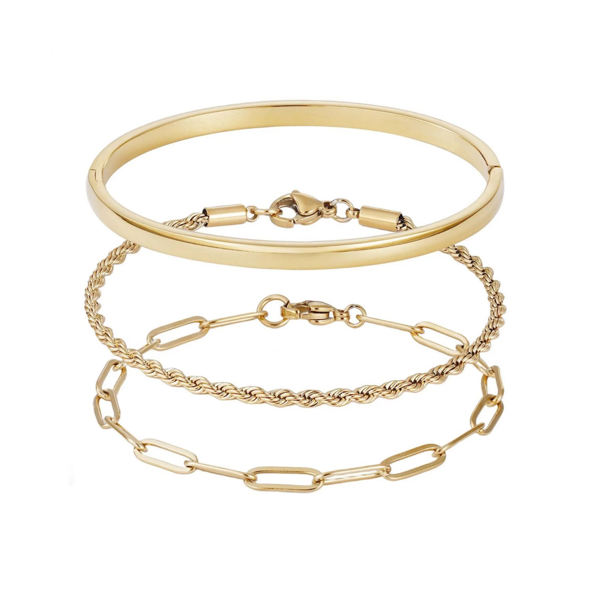 Adornia Tarnish Resistant 18k Gold Plated Cuff & Chain Bracelet Set | Kohl's
