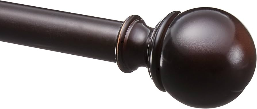 Amazon Basics Adjustable Curtain Rods for Windows, Round Finials, 1-Inch Rod, 72" to 144", Dark B... | Amazon (US)