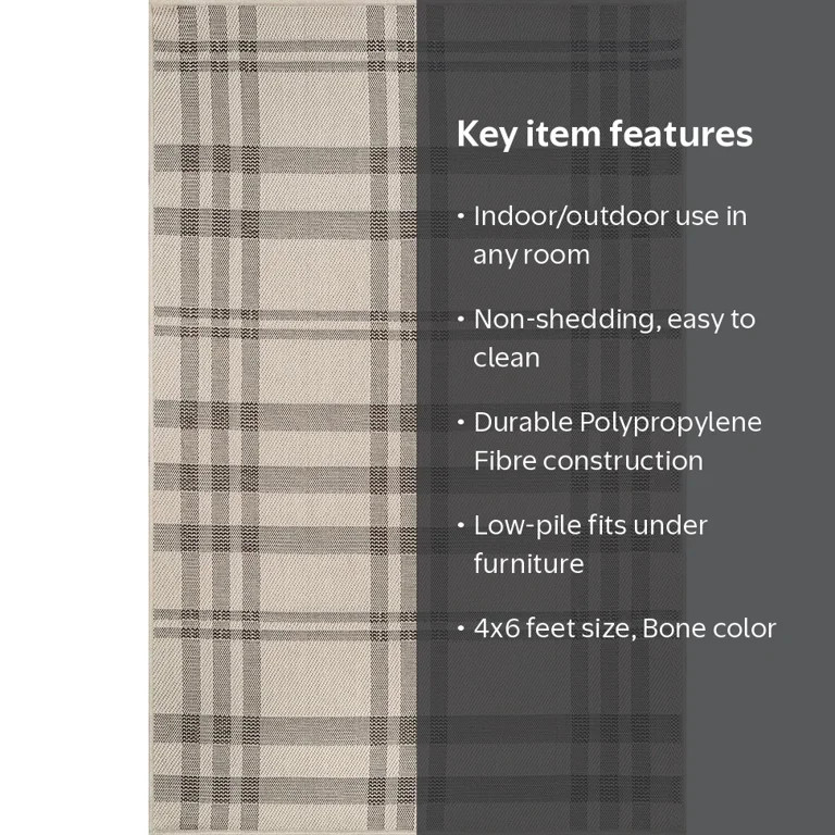 CAMILSON Box Non Shedding Easy-Cleaning Indoor Outdoor Easy Jute Rug Bone 4x6 | Walmart (US)