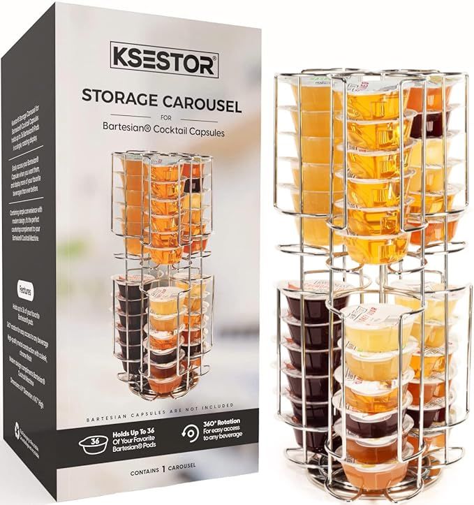 Storage Carousel for Bartesian Capsules by Ksestor - Holds up to 36 Bartesian Pods - 360-Degree R... | Amazon (US)
