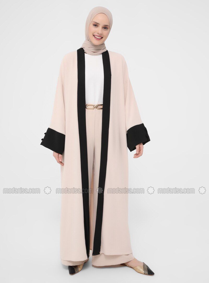 Beige - Black - Unlined - Abaya | Modanisa (US)