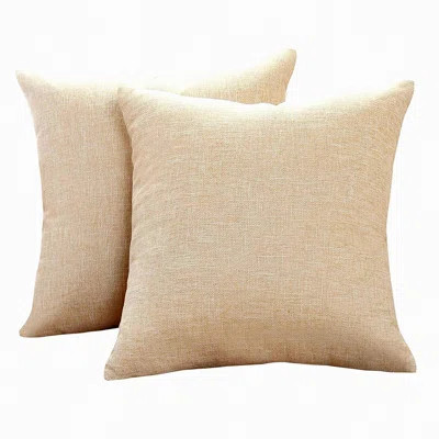 Beige Linen Square Pillow Covers - Set of 2 | Decorative Cushion Cases for Sofa, Couch, Bed & Car | Classic Solid Color | Wayfair North America