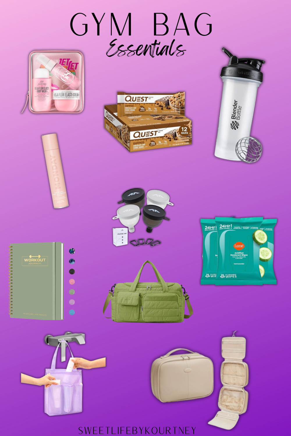 These gym bag essentials make workouts feel way more put together and less chaotic. Such good finds for keeping your bag stocked with snacks, deodorant, wipes, a shaker bottle, and all the little things that make the gym easier.
#GymBagEssentials #WorkoutMustHaves #GymEssentials #SweetLifeByKourtney 

 #LTKootd #LTKfitnessgoals #LTKActive