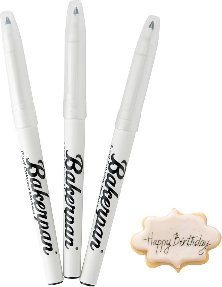 Bakerpan Food Coloring Markers, Fine Tip Edible Markers for Cookie Decorating, Edible Black Ink P... | Amazon (US)