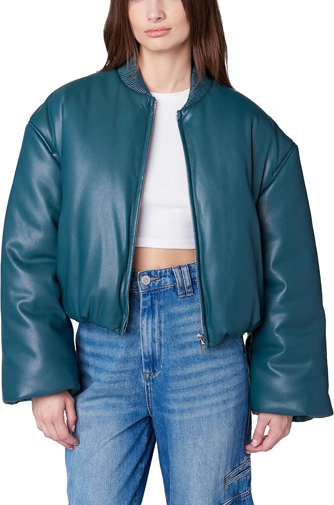 [BLANKNYC] Women's Vegan Leather Cropped Bomber | Amazon (US)