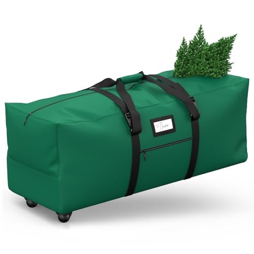 BROSYDA Rolling Christmas Tree Storage Bag, Fits Up to 7.5 ft Artificial Xmas Disassembled Trees. Extra Large Storage Container with Wheels and Handles. Against Dust, Insects, and Moisture (Green) | Amazon (US)