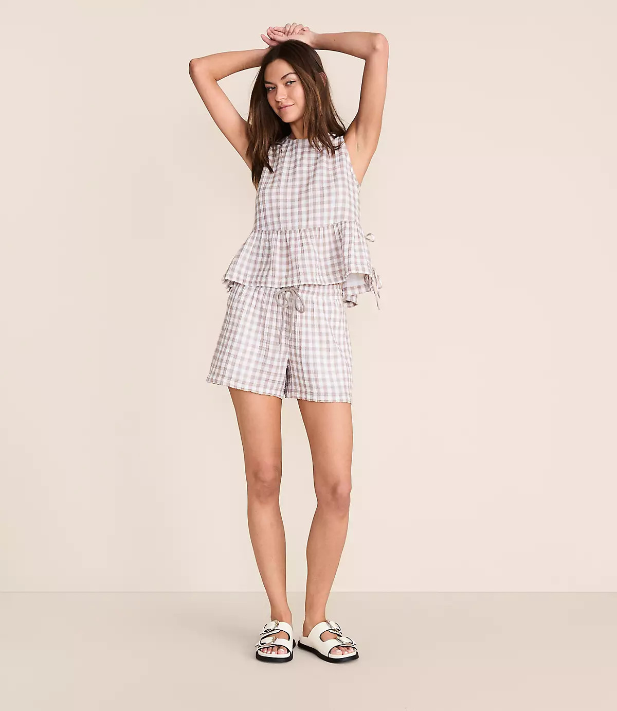 Lou & Grey Checkered Triple Cloth Shorts | LOFT