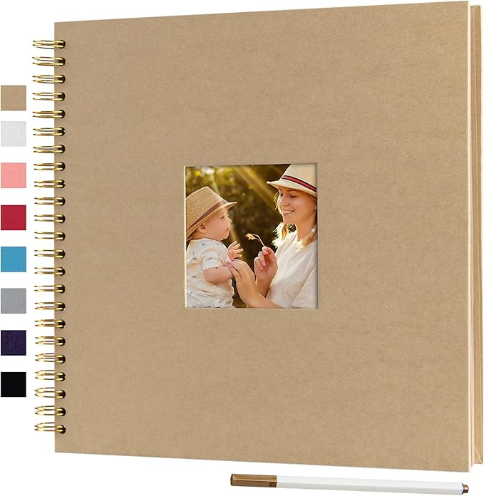 12 x 12 Inch Large DIY Scrapbook Photo Album with Cover Photo 80 Pages Hardcover Craft Paper Phot... | Amazon (US)