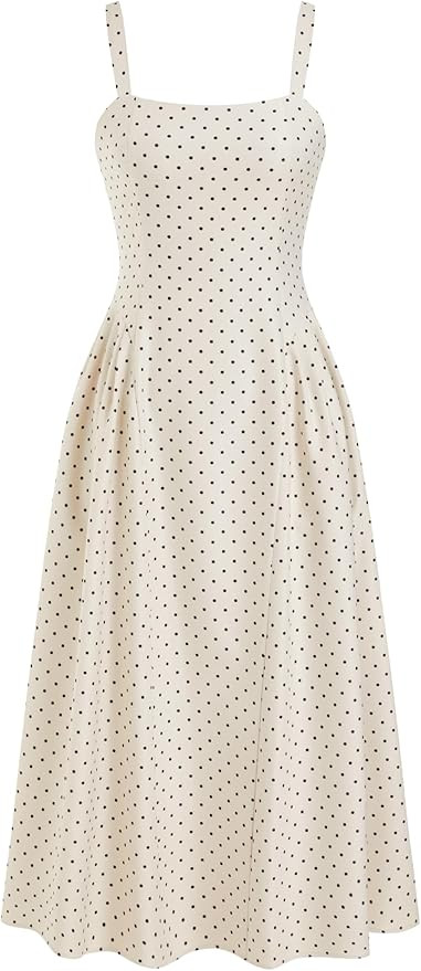 CIDER Womens Polka Dots Summer Casual Dresses Square Neck Sleeveless Midi A Line Elegant Dress | Amazon (US)