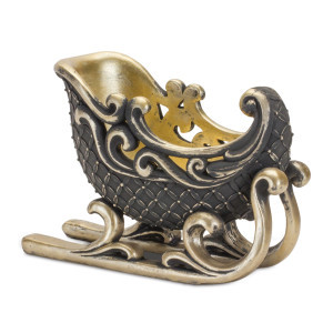 Santa Sleigh Christmas Tabletop Decoration - 10" - Black and Gold | Christmas Central