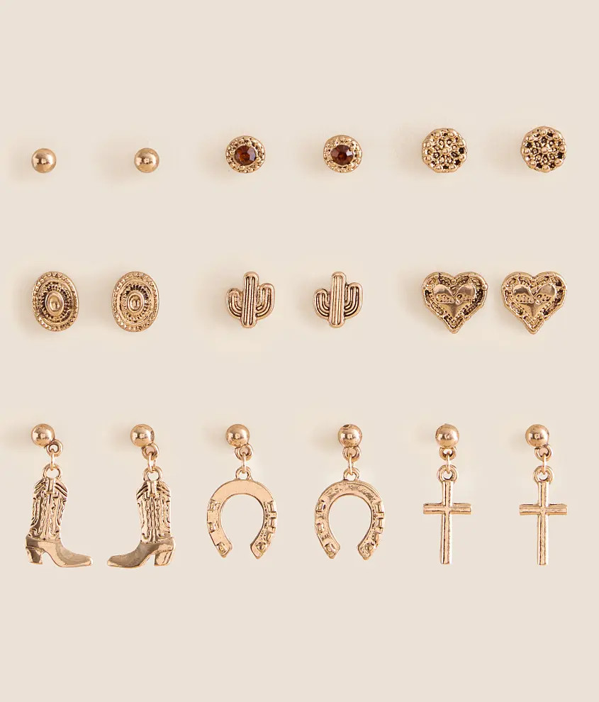 9 Pack Western Earring SetSterling & StitchPrice $19.99What do you want to know about this produ... | Buckle