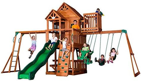 Backyard Discovery, Skyfort II Playground Cedar Wood Swing Set with Playhouse Fort, Sandbox, Picn... | Amazon (US)