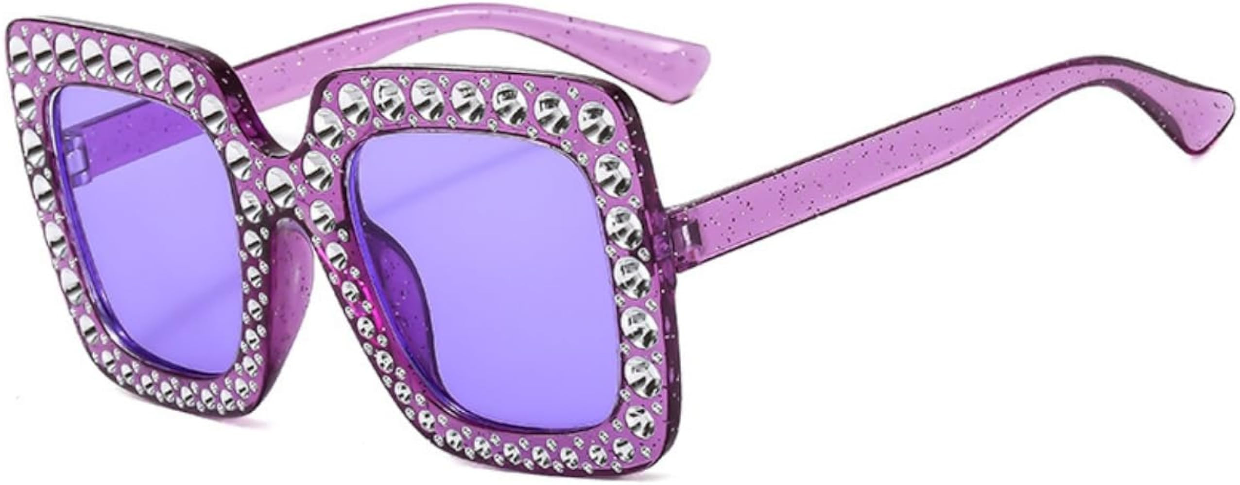 IKANOO Oversized Crystal Sunglasses for Women Square Thick Frame Bling Rhinestone Sparkling Glass... | Amazon (US)