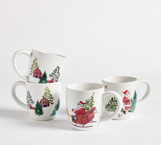Christmas in the Country Stoneware Mugs | Pottery Barn (US)