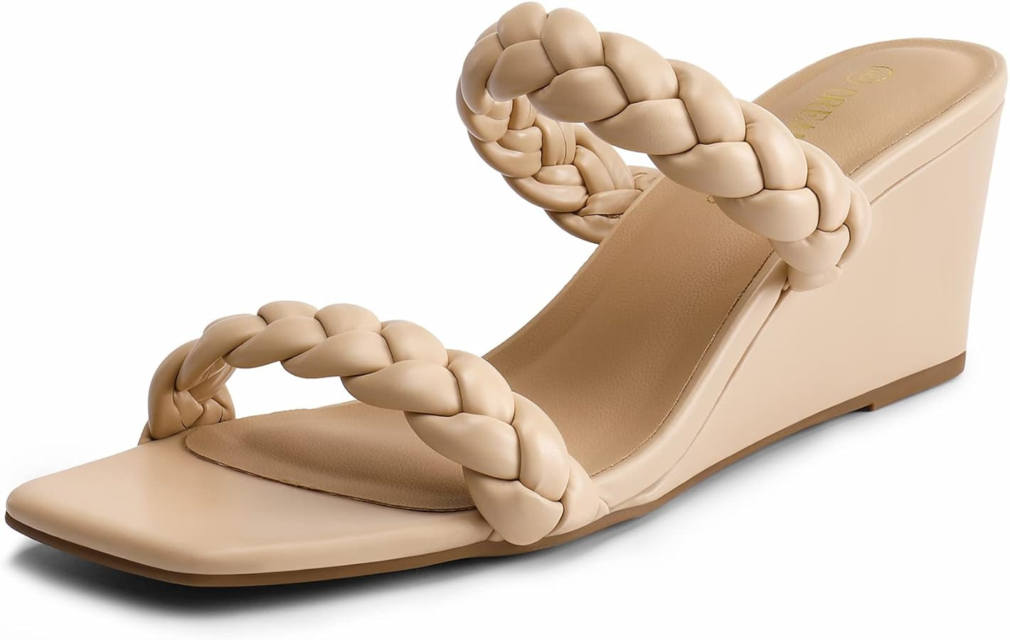 DREAM PAIRS Women Slides Wedge Sandals Square Open Toe Dress Casual Strappy Shoes | Amazon (US)