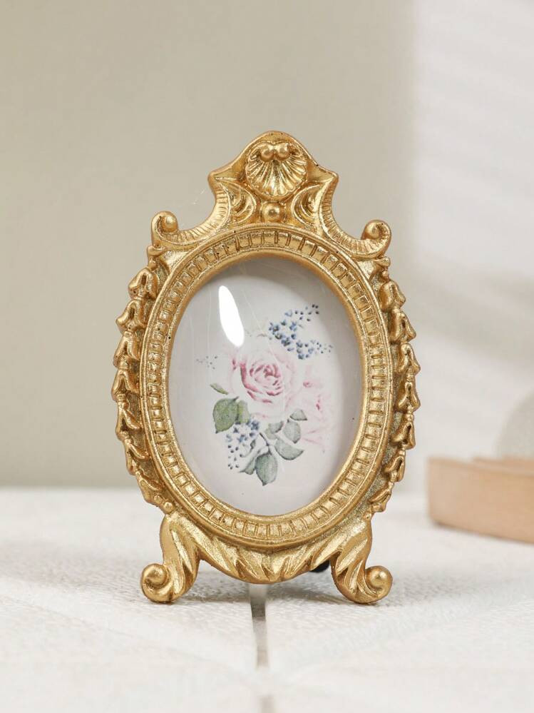 1pc Gold Oval Home Decor Mini Picture Frame, 3-Inch Gifts Birthday Graduation | SHEIN