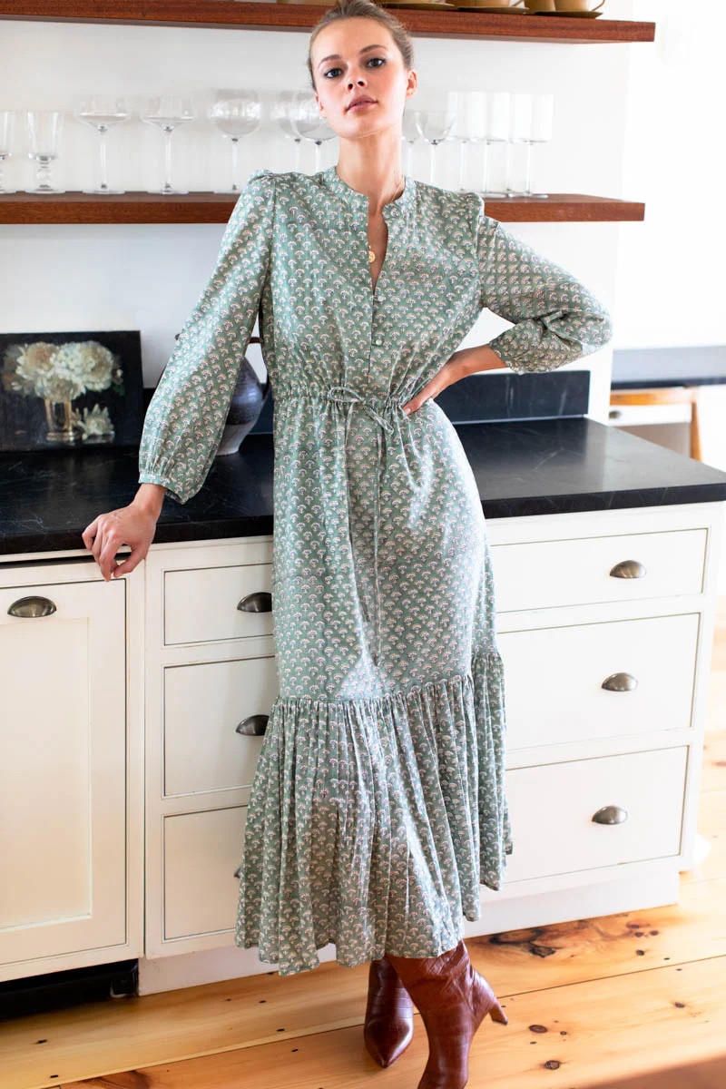 Frances Dress 3 - Day Flowers Juniper Organic | Emerson Fry