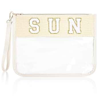 SUN Bag Sunscreen Makeup Bag Chenille Letter Pouch Clear Travel Zipper Nylon Cosmetic SUN Pouch O... | Amazon (US)