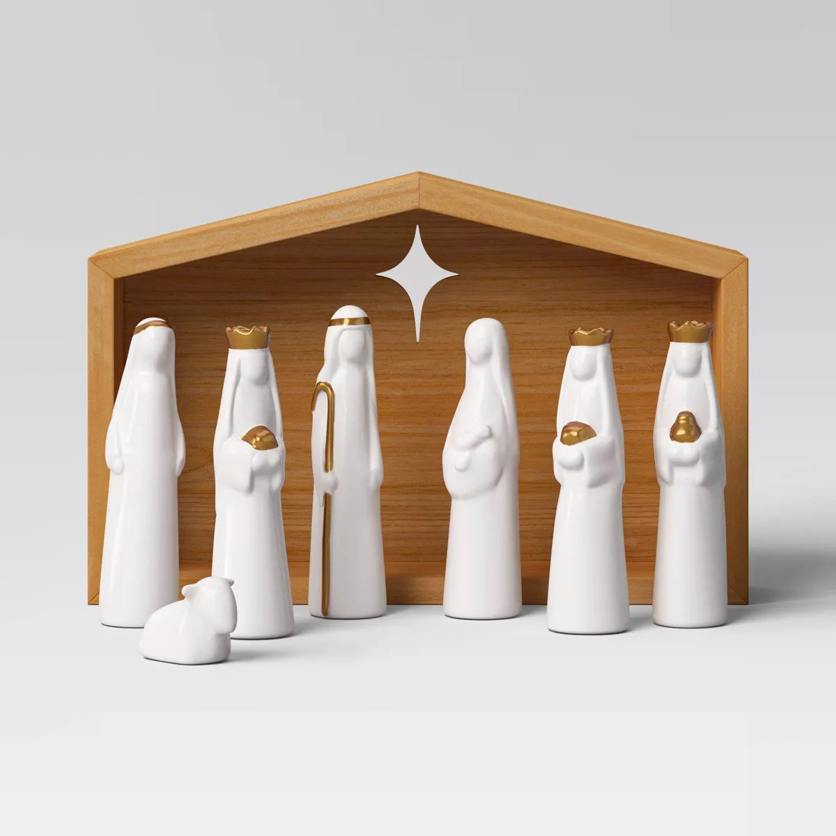 8pc Ceramic and Wood Christmas Nativity Scene Figurine Set - Wondershop™ | Target