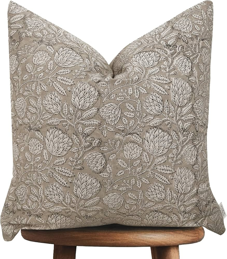 Handmade Block Print 100% Thick Cotton 20" x 20" Accent Throw Cushion Cover with Zipper-Pillowcas... | Amazon (US)