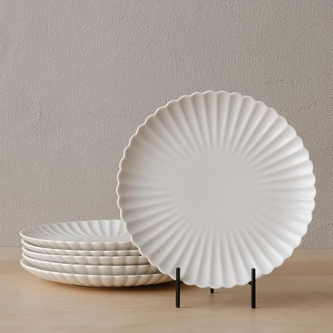 WENSHUO Daisy Plates Set of 6 (Nacre White, 9 Inch) | Amazon (US)