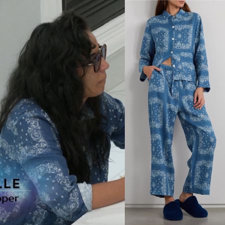 Danielle Olivera’s Blue Paisley Print Pajamas 