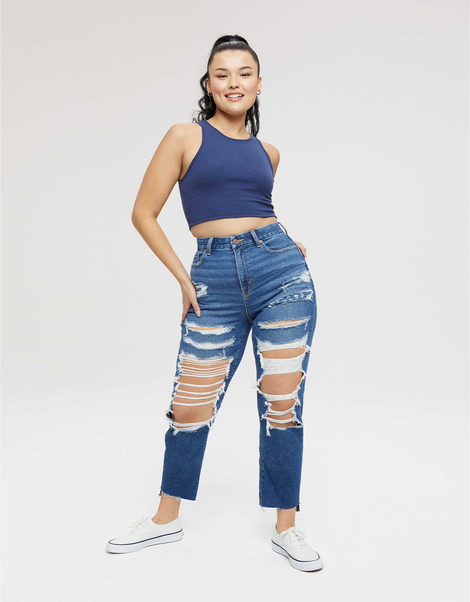 AE Stretch Ripped Curvy Mom Jean | American Eagle Outfitters (US & CA)