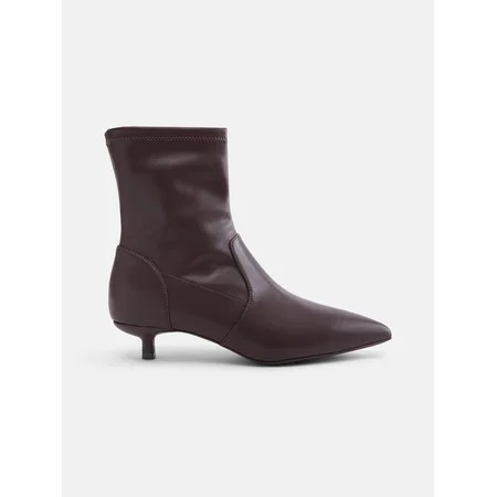 Scenario Women s Stretch Kitten Heel Faux Leather Booties | Walmart (US)