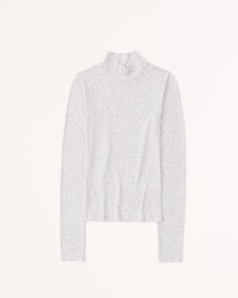 Abercrombie & Fitch Women's Long-Sleeve Mockneck Top in Light Grey - Size XS | Abercrombie & Fitch (US)