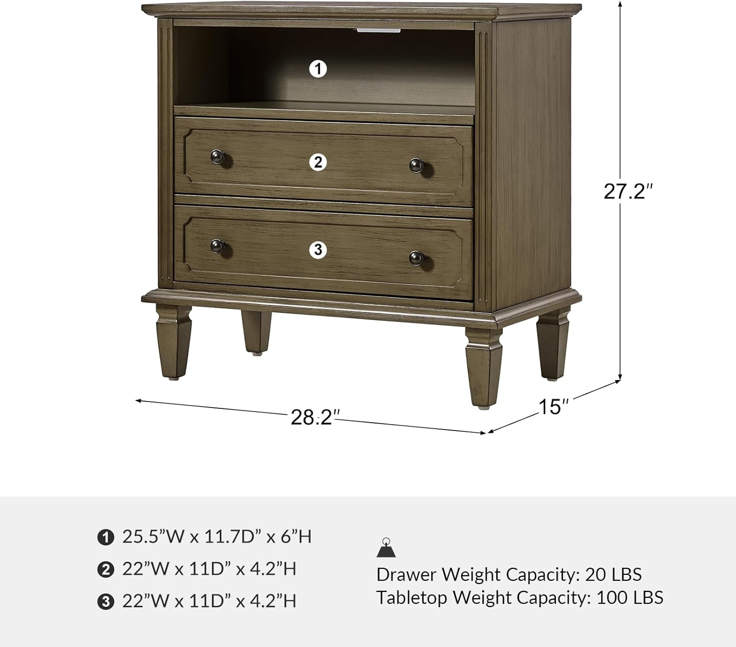 HULALA HOME Farmhouse End Table with Charging Station, End Table with USB Ports & Outlets, Fluted... | Amazon (US)