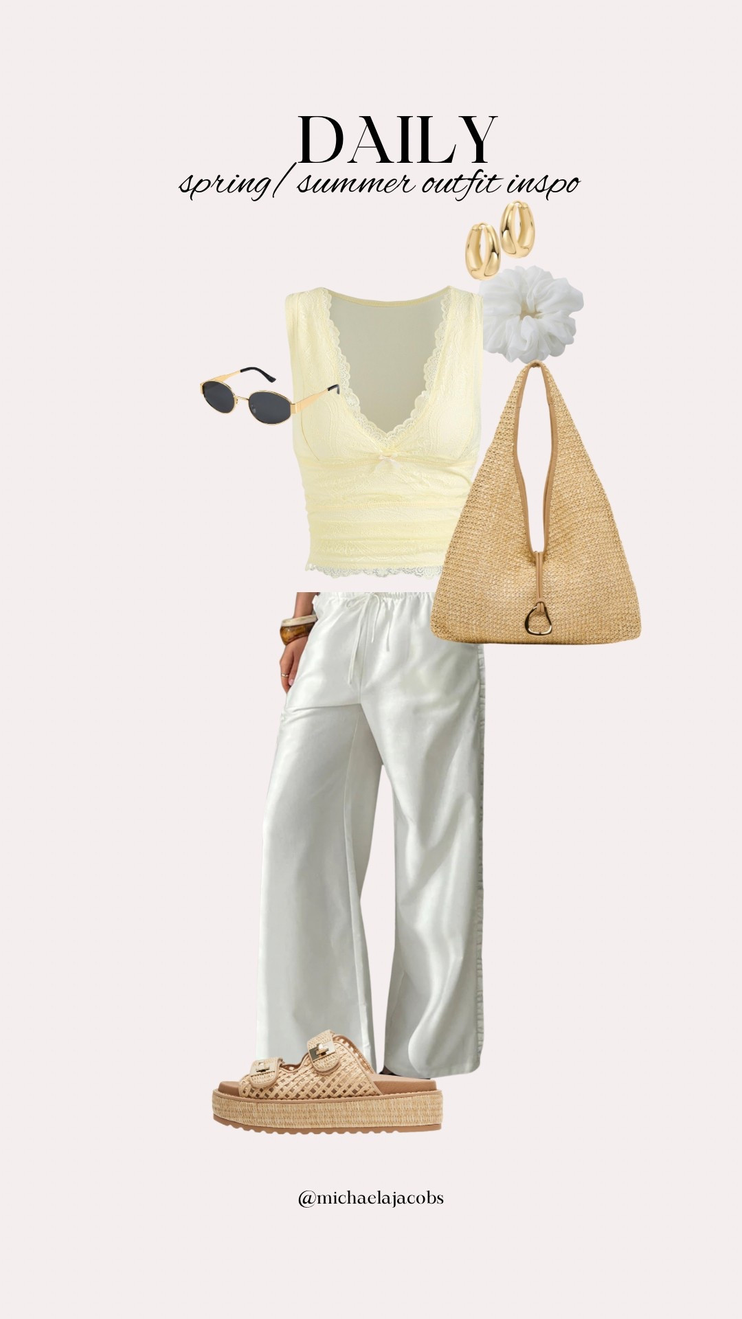 cute & comfy fit that is weather friendly!  Love the pop of butter yellow for spring/ summer💛

I wear a US 10 in the pants (runs true to size) & M in the top (runs true to size) for reference! 