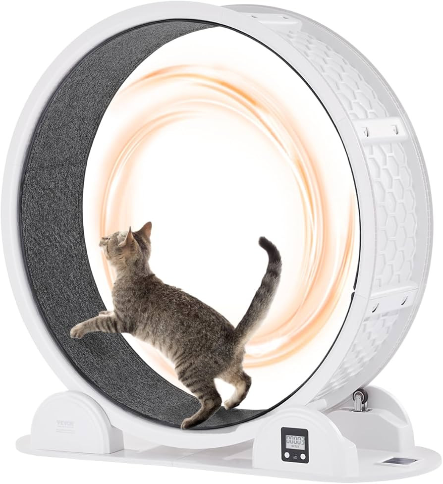 VEVOR Cat Exercise Wheel with Pedometer, 40.8 in Cat Running Wheel with Brake & Carpeted Runway, ... | Amazon (US)