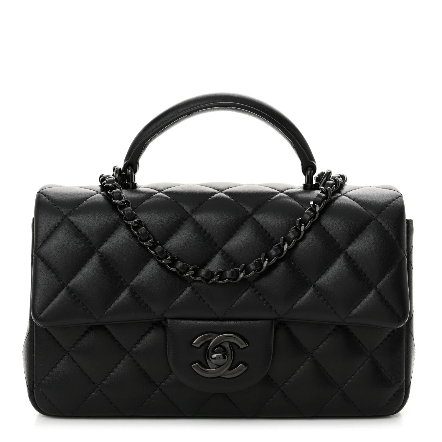 Lambskin Quilted Mini Top Handle Rectangular Flap So Black | FASHIONPHILE (US)