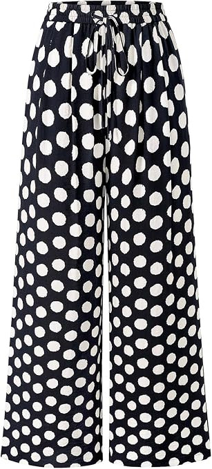 PRETTYGARDEN Womens Pants Elastic Waist Floral Lightweight Palazzo Pants for Women Casual Lounge ... | Amazon (US)