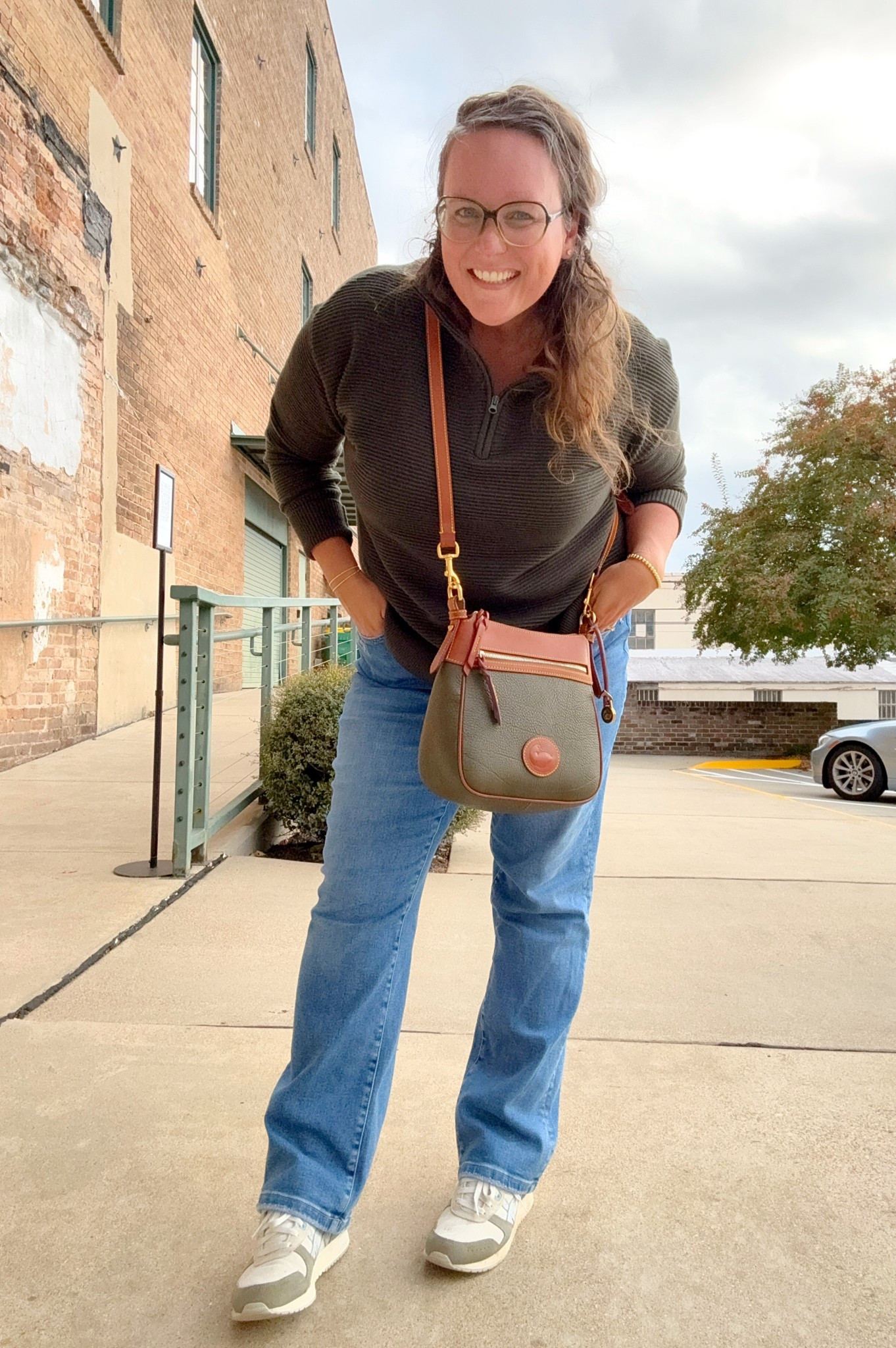 Just a little fit check while I wait for my daughters singing lesson to be done. I love this sweater because it’s a great fall transition sweater, that can be easily dressed up or down. These sneakers and purse are my go to day to day look too!!

#LTKOver40 #LTKMidsize