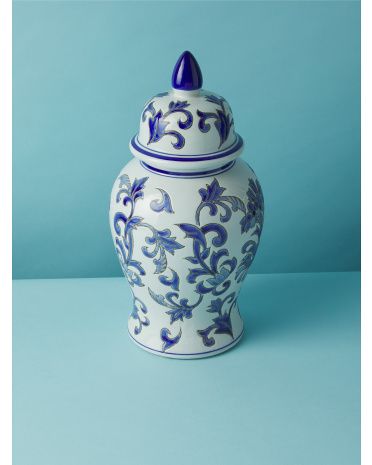 14.5in Ceramic Chinoiserie Jar With Lid | HomeGoods