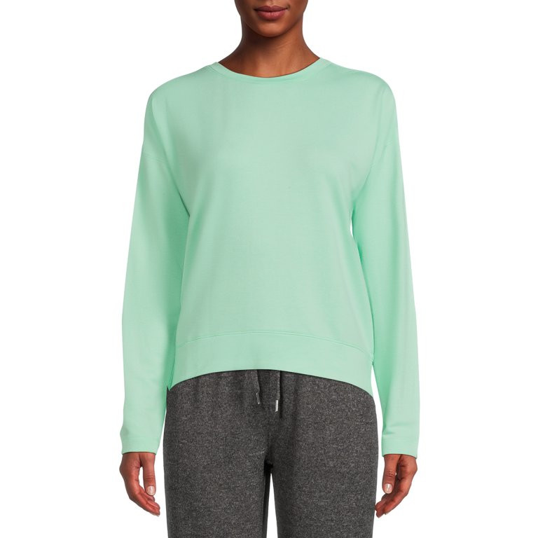 Avia Women's Long Sleeve Drop Shoulder Soft French Terry Cloth Tee | Walmart (US)
